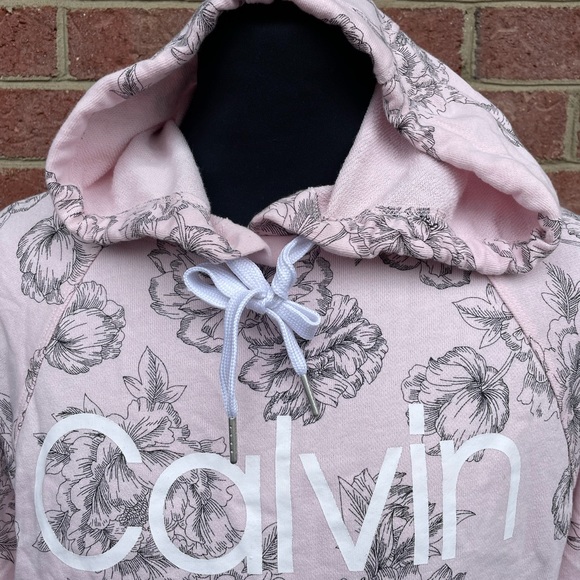Pink Floral Calvin Klein Hoodie Pink Floral Calvin Klein Size Small - Picture 2 of 7